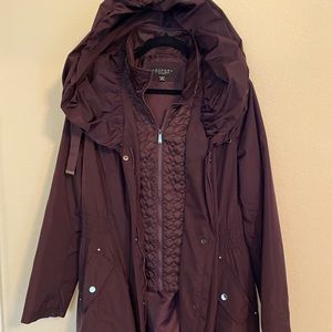 Laundry by Shelli Segal Hooded Coat in Deep Purple